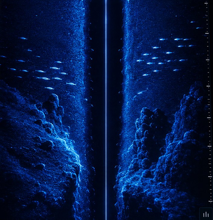 Side-scan sonar showing bottom structure